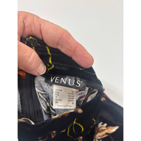 VENUS Velvet Floral Mock-Neck Bodycon Midi Dress Medium whimsygoth dark romance - Picture 8 of 10